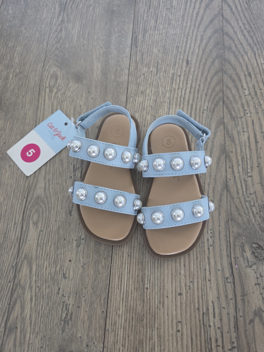 Cat & Jack Baby Girl Blue Pearl Strap Sandals